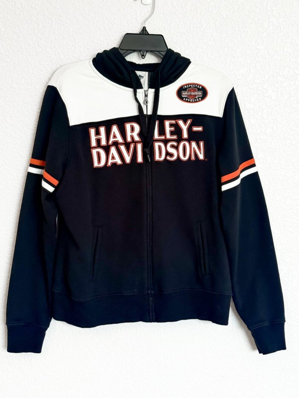 Harley-Davidson Full Zip Fleece Jacket w/Hood Women's XL Black Embroidered